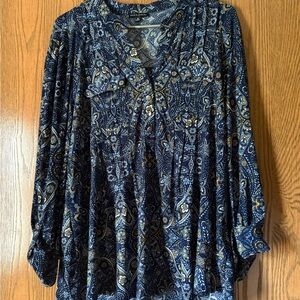 Ava & Grace Navy and Mustard Paisley Top